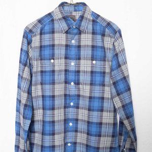 GAP Blue and Gray Flannel Long Sleeve Button-up Men's Small